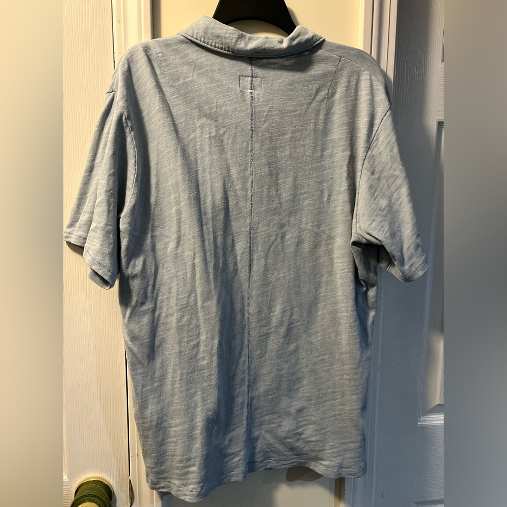 Rag & Bone Short Sleeve Polo Light Blue Cotton Men's Size Large - Picture 7 of 7